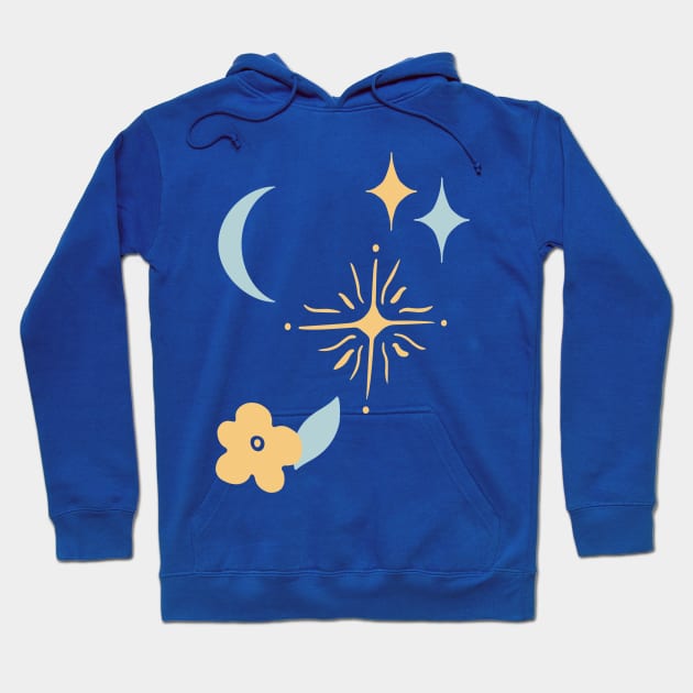 Stars and Moon Minimalist Abstract Hoodie by Gingezel